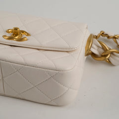 Chanel Seasonal Shoulder Bag White Microchip
