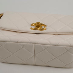 Chanel Seasonal Shoulder Bag White Microchip