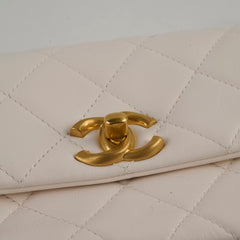 Chanel Seasonal Shoulder Bag White Microchip