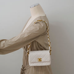 Chanel Seasonal Shoulder Bag White Microchip