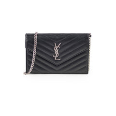 Saint Laurent Cassandre Envelope Wallet on Chain WOC Black
