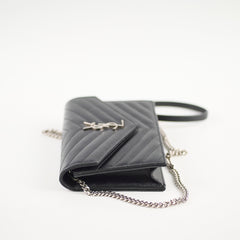 Saint Laurent Cassandre Envelope Wallet on Chain WOC Black
