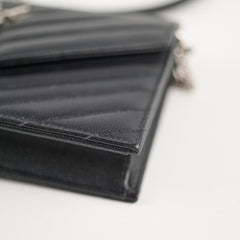 Saint Laurent Cassandre Envelope Wallet on Chain WOC Black
