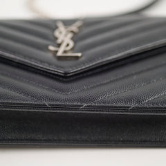 Saint Laurent Cassandre Envelope Wallet on Chain WOC Black