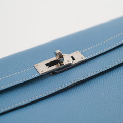 Hermes Kelly Wallet Epsom Blue Jean