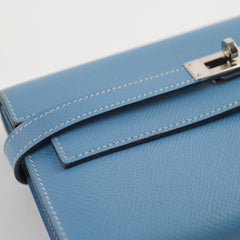 Hermes Kelly Wallet Epsom Blue Jean