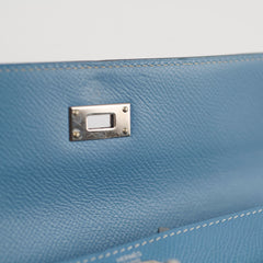 Hermes Kelly Wallet Epsom Blue Jean
