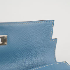 Hermes Kelly Wallet Epsom Blue Jean