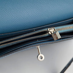 Hermes Kelly Wallet Epsom Blue Jean