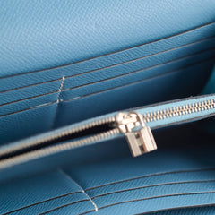 Hermes Kelly Wallet Epsom Blue Jean