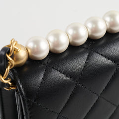 Chanel Seasonal Pearl Flap Bag Black