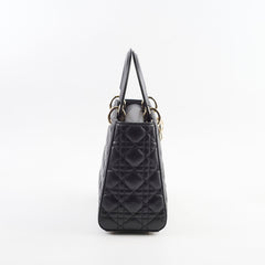 Christian Dior Medium Lambskin Lady Dior Black