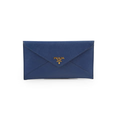 Prada Saffiano Long Wallet Blue