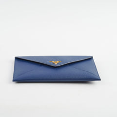 Prada Saffiano Long Wallet Blue