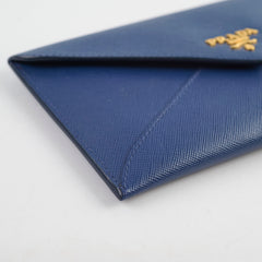 Prada Saffiano Long Wallet Blue