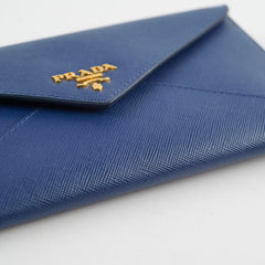 Prada Saffiano Long Wallet Blue