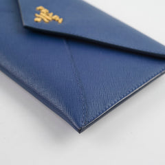 Prada Saffiano Long Wallet Blue