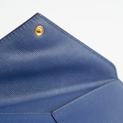Prada Saffiano Long Wallet Blue