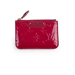 Louis Vuitton Card Key Wallet Vernis Patent Dark Pink