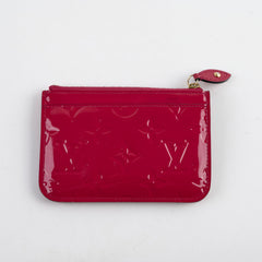Louis Vuitton Card Key Wallet Vernis Patent Dark Pink