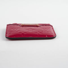 Louis Vuitton Card Key Wallet Vernis Patent Dark Pink