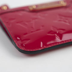 Louis Vuitton Card Key Wallet Vernis Patent Dark Pink