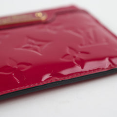 Louis Vuitton Card Key Wallet Vernis Patent Dark Pink
