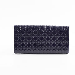 Christian Dior Wallet On Chain WOC Patent Dark Navy