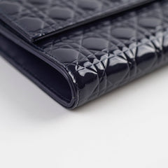 Christian Dior Wallet On Chain WOC Patent Dark Navy