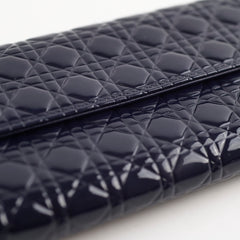 Christian Dior Wallet On Chain WOC Patent Dark Navy