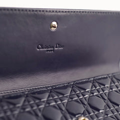 Christian Dior Wallet On Chain WOC Patent Dark Navy