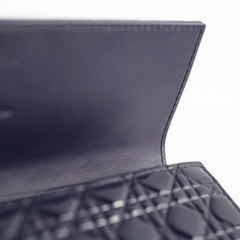 Christian Dior Wallet On Chain WOC Patent Dark Navy