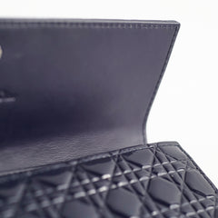 Christian Dior Wallet On Chain WOC Patent Dark Navy