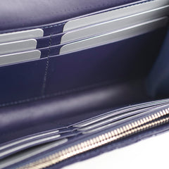 Christian Dior Wallet On Chain WOC Patent Dark Navy