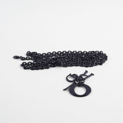 Christian Dior Wallet On Chain WOC Patent Dark Navy