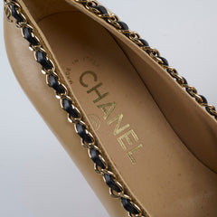 Chanel Chain Cap Toe Pumps Beige Size 35.5