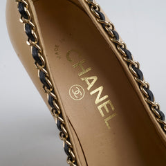 Chanel Chain Cap Toe Pumps Beige Size 35.5