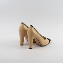 Chanel Chain Cap Toe Pumps Beige Size 35.5
