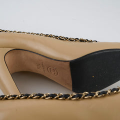 Chanel Chain Cap Toe Pumps Beige Size 35.5