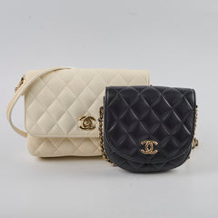 Chanel Side Twin Packs Bag White/Black (27 Series)