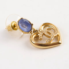 Chanel CC Crystal Heart Drop Earrings