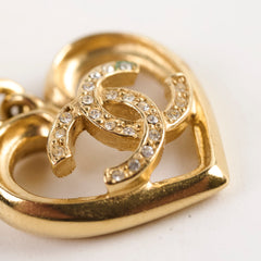 Chanel CC Crystal Heart Drop Earrings