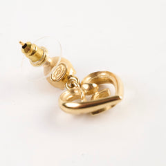 Chanel CC Crystal Heart Drop Earrings