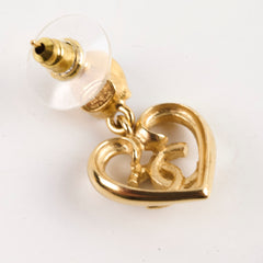 Chanel CC Crystal Heart Drop Earrings