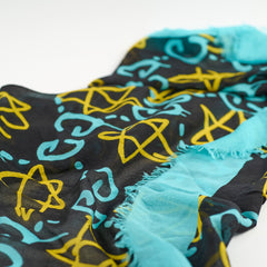 Gucci Silk Stars Shawl Blue/yellow