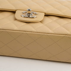 Chanel Medium/Large Caviar Double Classic Flap Beige