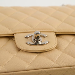 Chanel Medium/Large Caviar Double Classic Flap Beige