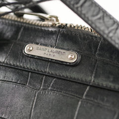 Saint Laurent Croc Embossed Tote Black