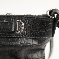 Saint Laurent Croc Embossed Tote Black