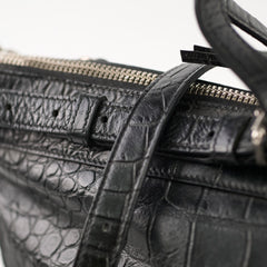 Saint Laurent Croc Embossed Tote Black